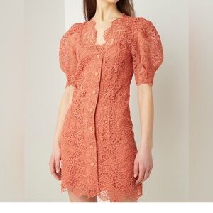 Sandro Terracotta Lace Mini Dress